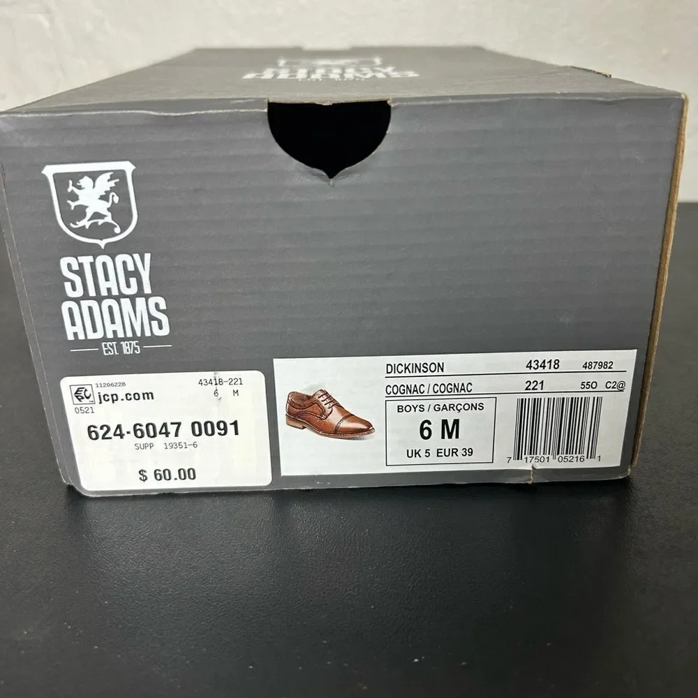 Stacy Adams Cognac Leather Shoes Boys Size 6